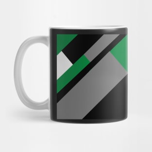 Green,, White, Black, and Grey Rectangle and Triangle pattern Mug